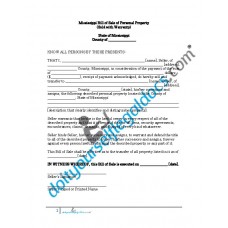 Bill of Sale of Personal Property - Mississippi (Warranty)